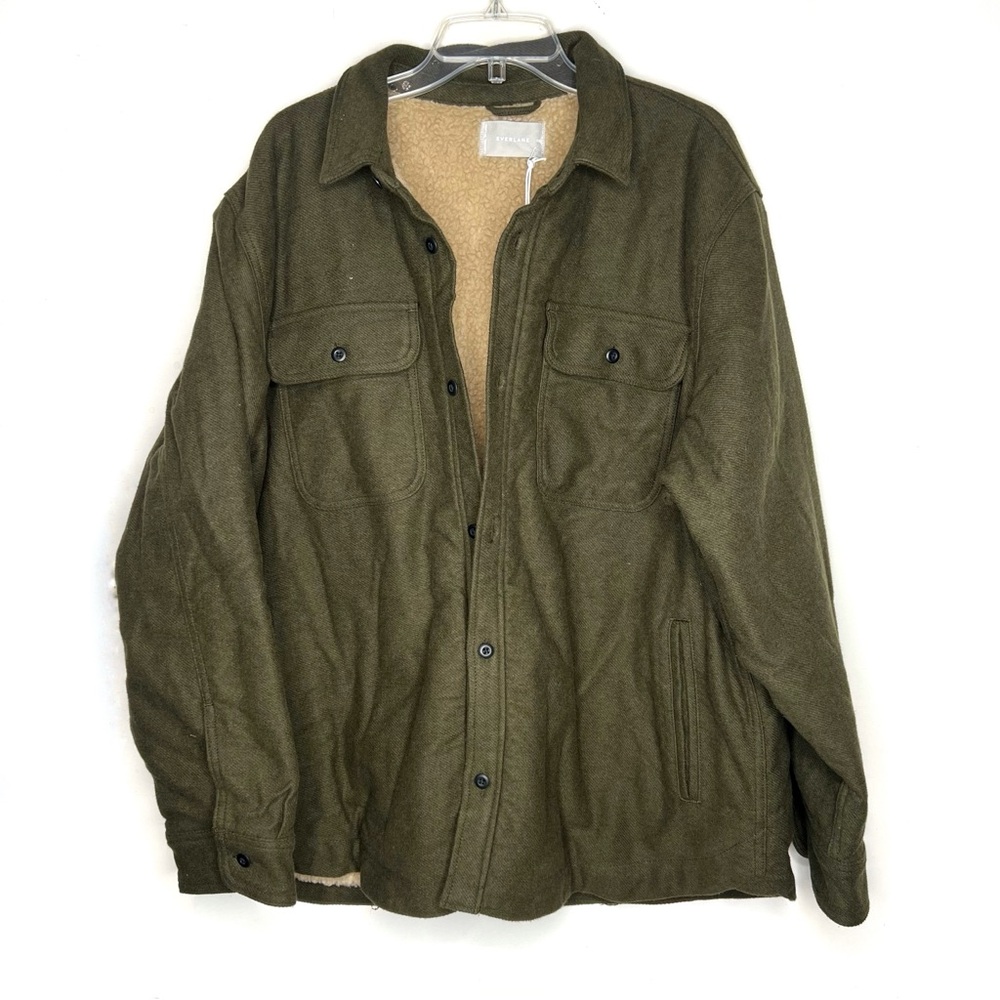 Everlane ReNew Fleece Lined Overshirt XXL Green Heavyweight Jacket NWT - Picture 4 of 12